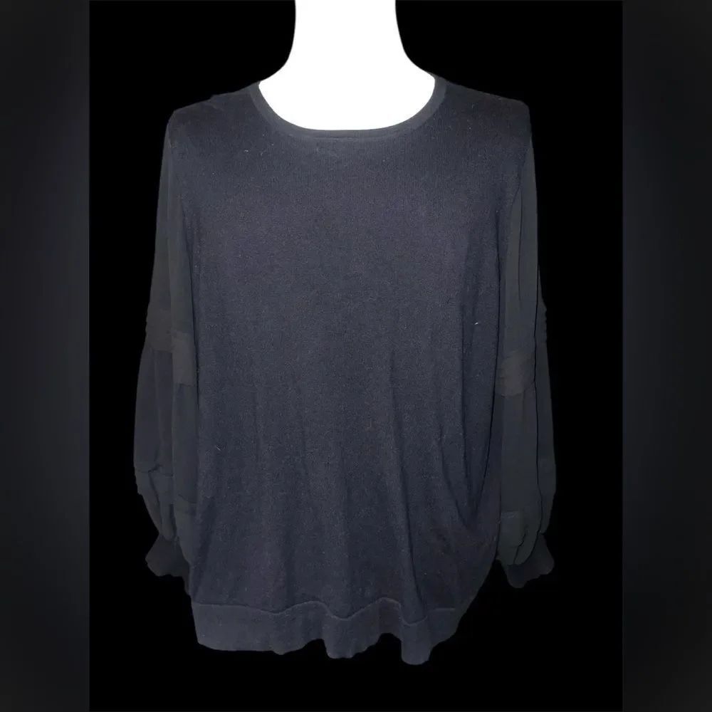 CeCe Women's Elegant Classy Black Pullover Sheer Sleeves 2X
